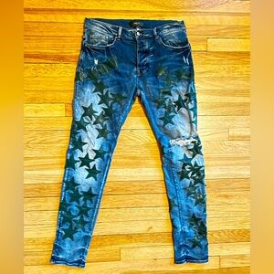 Amiri x Chemist Green Leather Star Jeans